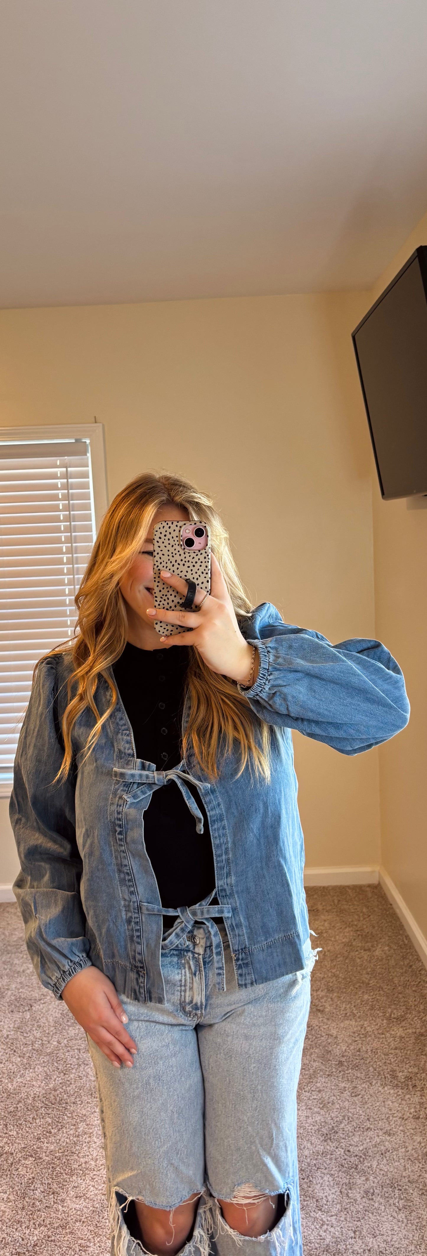 Lily Tied Long Sleeve Denim Top