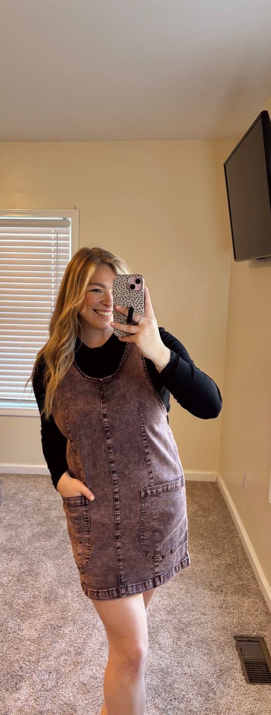 Winery Date Washed Denim Dress