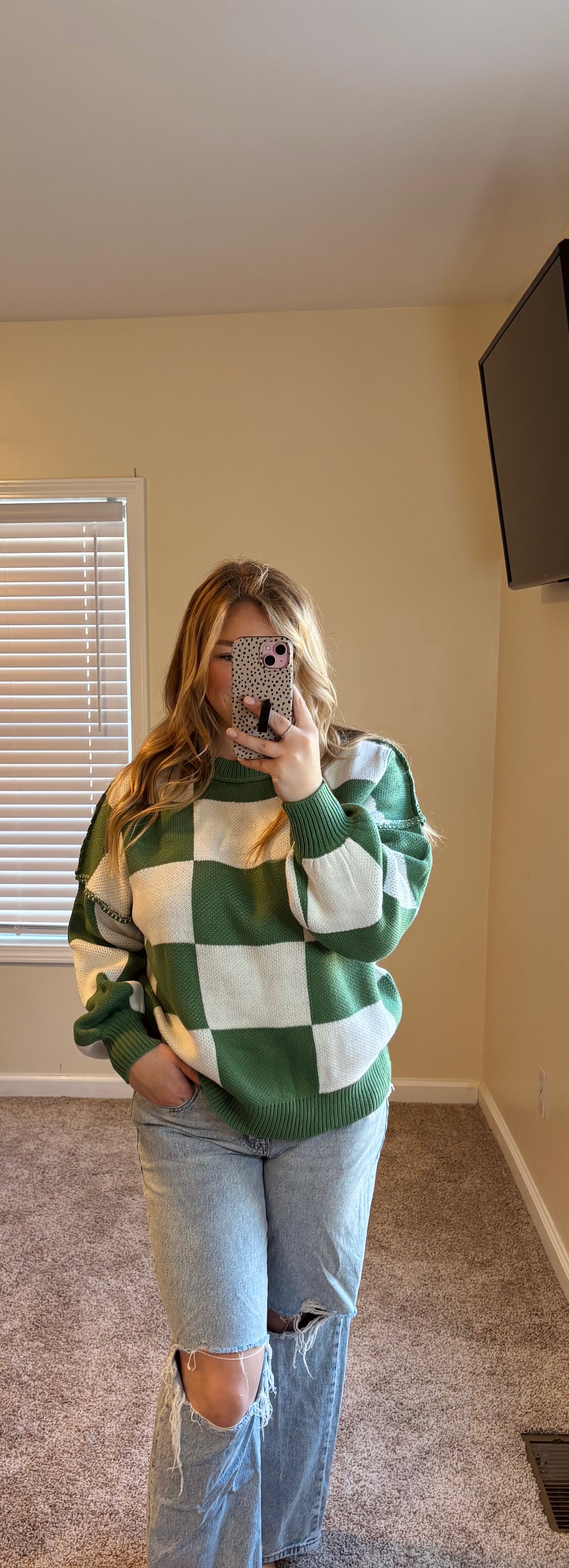 Chilly Season Checkered Sweater