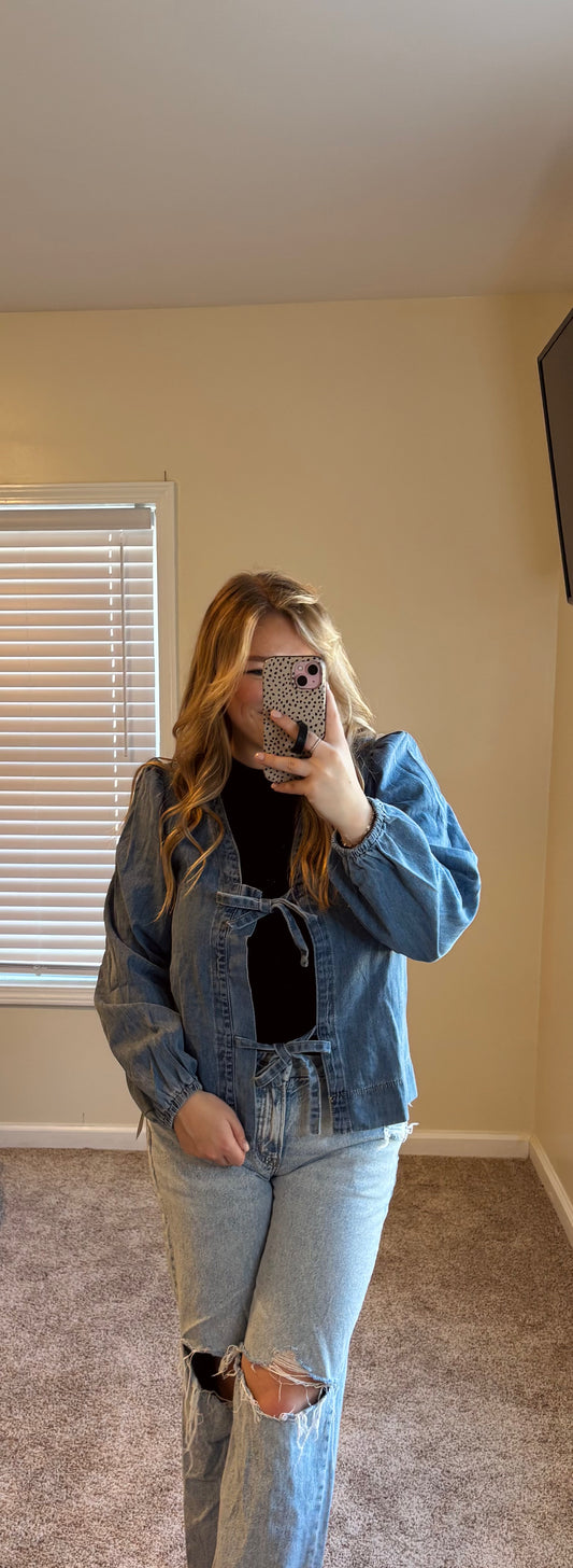 Lily Tied Long Sleeve Denim Top